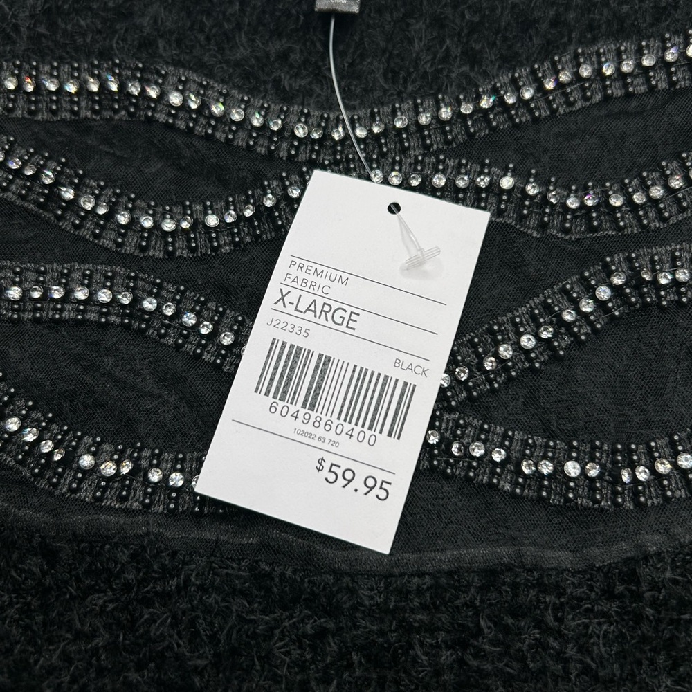 Buckle Black NWT BKE Glitz Eyelash Knit Sweater Size XL Rhinestones Fuzzy - Picture 7 of 14